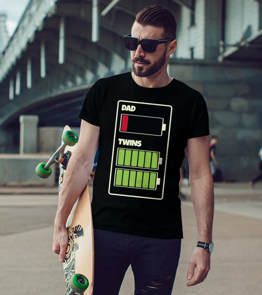 Dad Low Battery Twins Full Charge T-Shirt