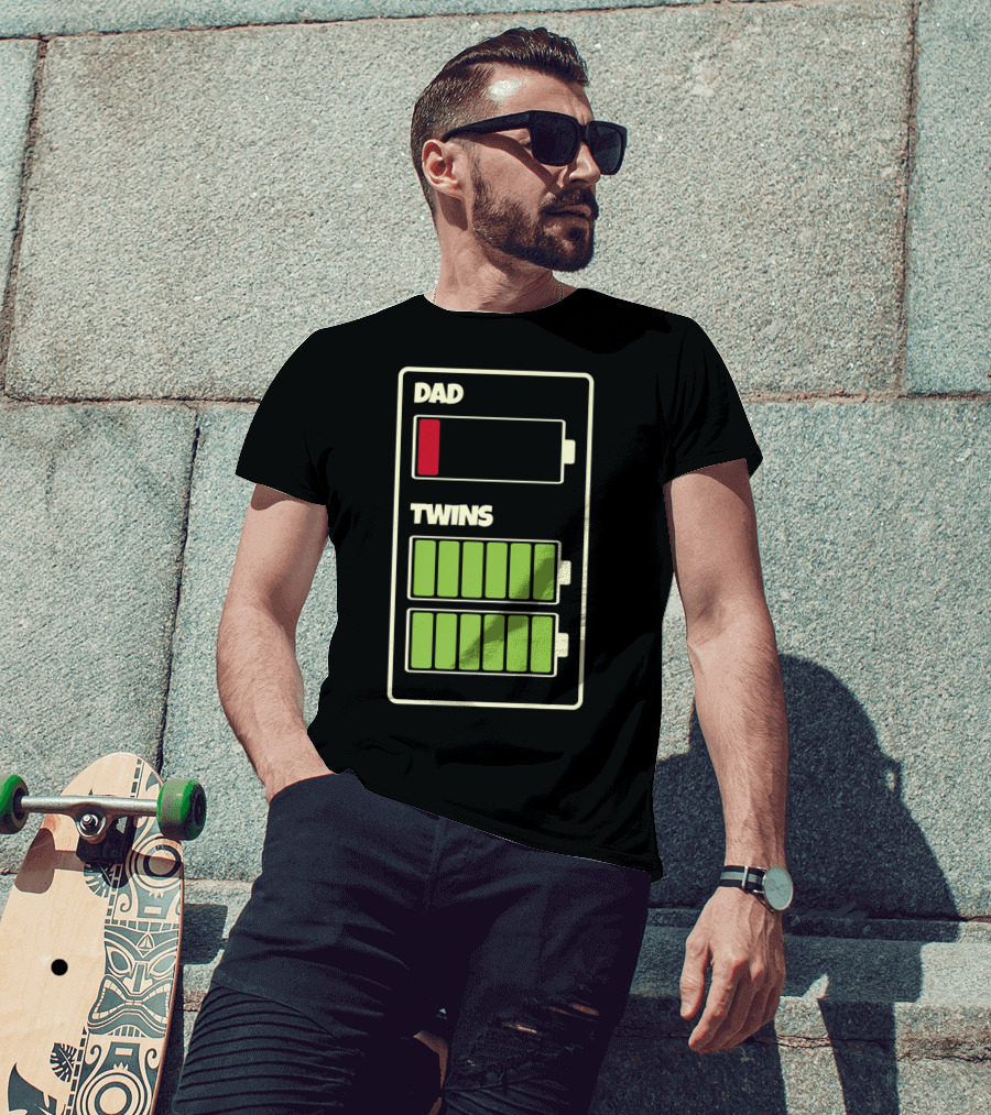 Dad Low Battery Twins Full Charge T-Shirt