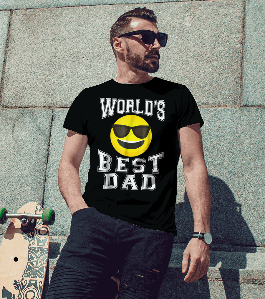 World's Best Dad Cool Emoticon T-Shirt