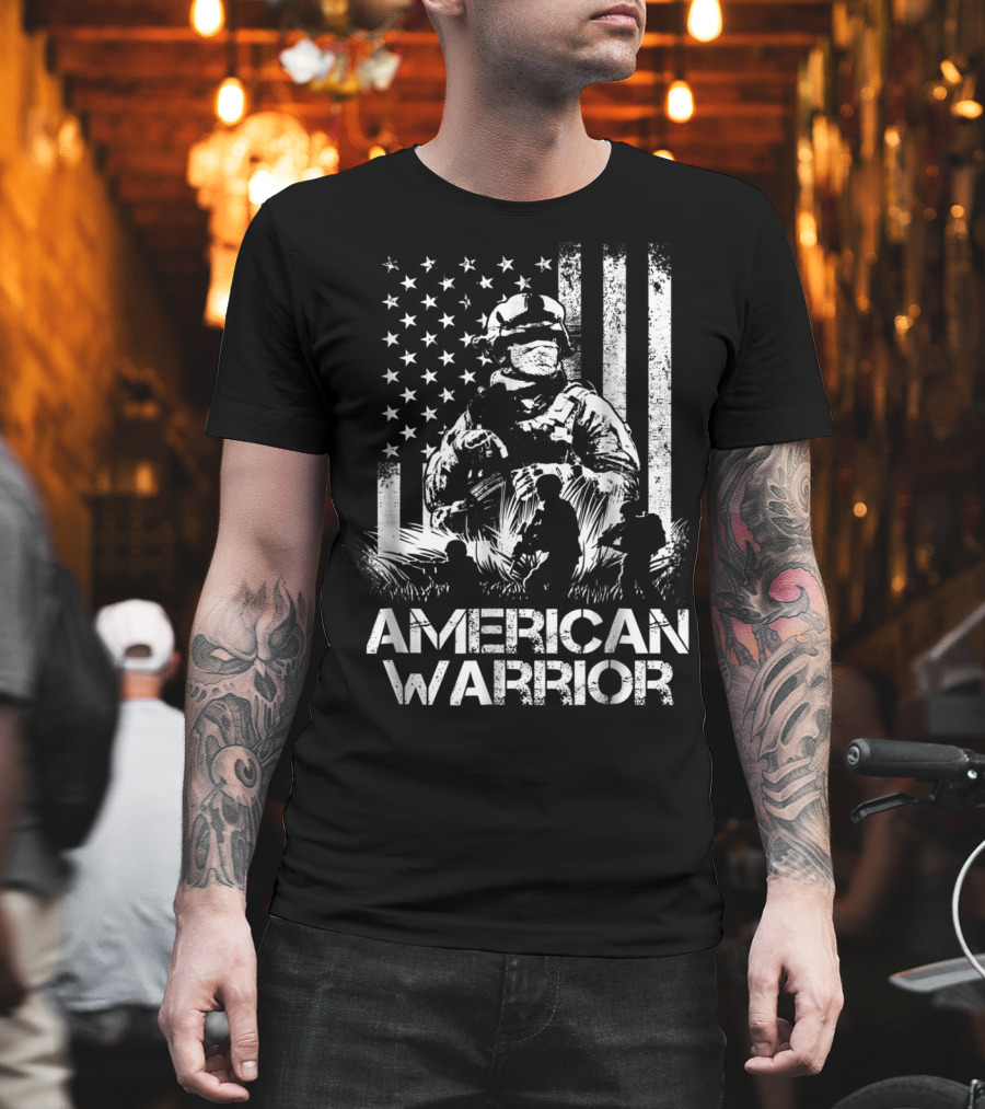 American Warrior Veteran Proud USA Patriotic Soldier T-Shirt