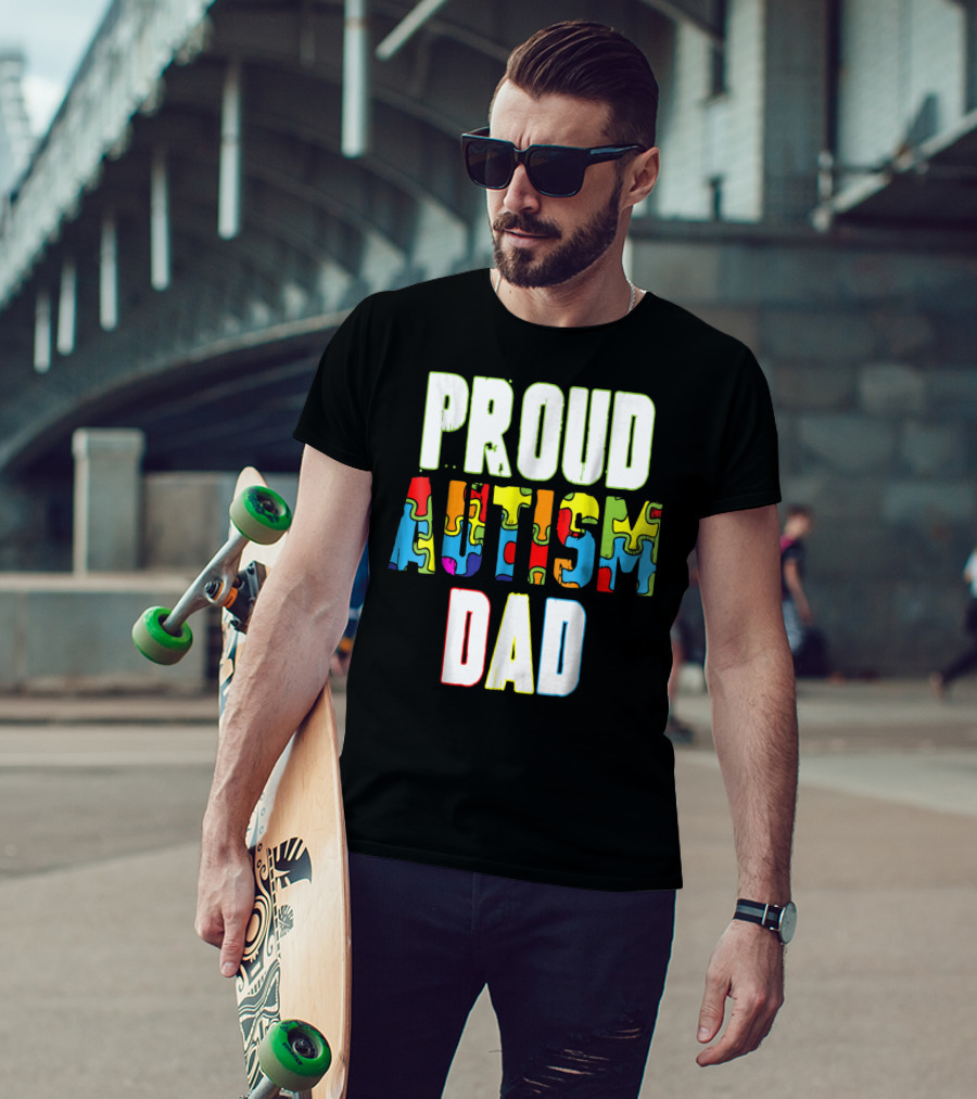 PROUD AUTISM DAD Autism Awareness Product T-Shirt