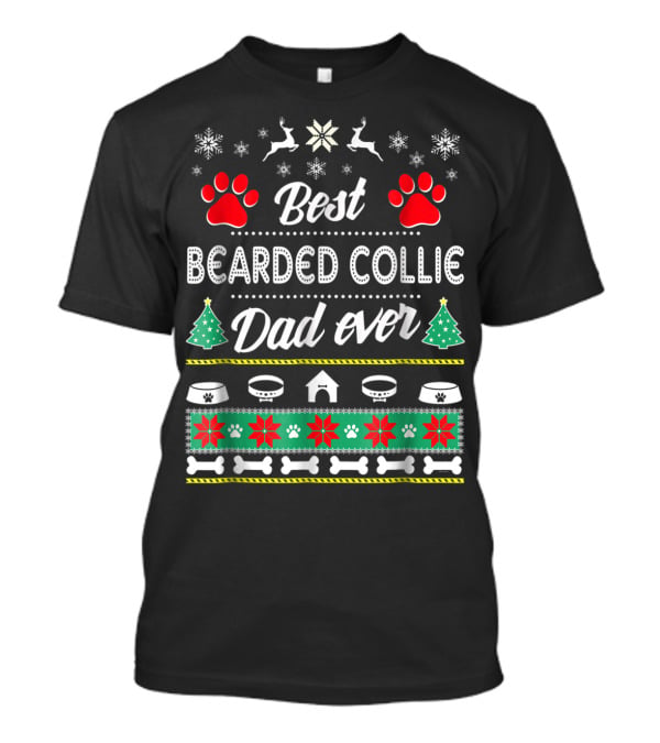Best Bearded Collie Dad Ever Christmas Ugly T-Shirt