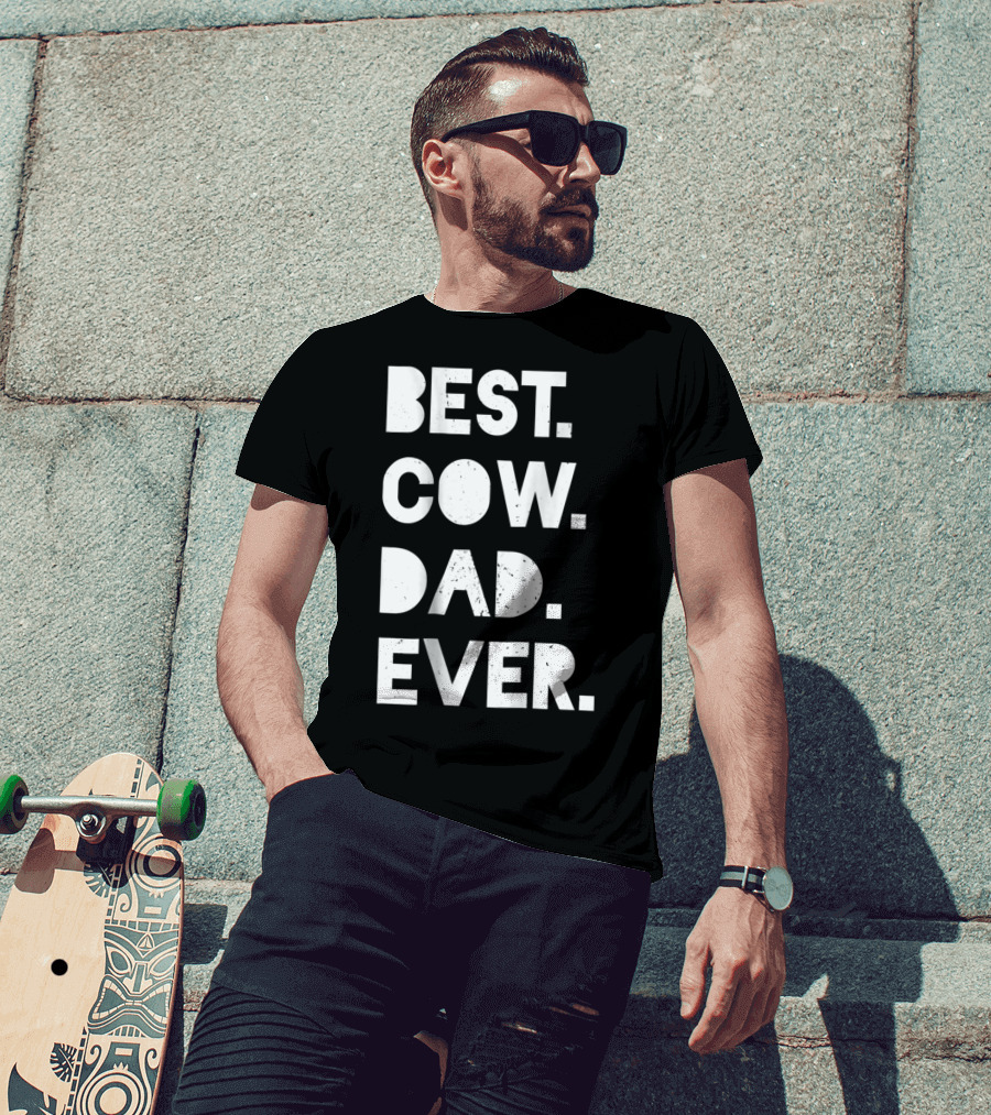 Best Cow Dad Ever Mens Vintage Farmer Gift T-Shirt