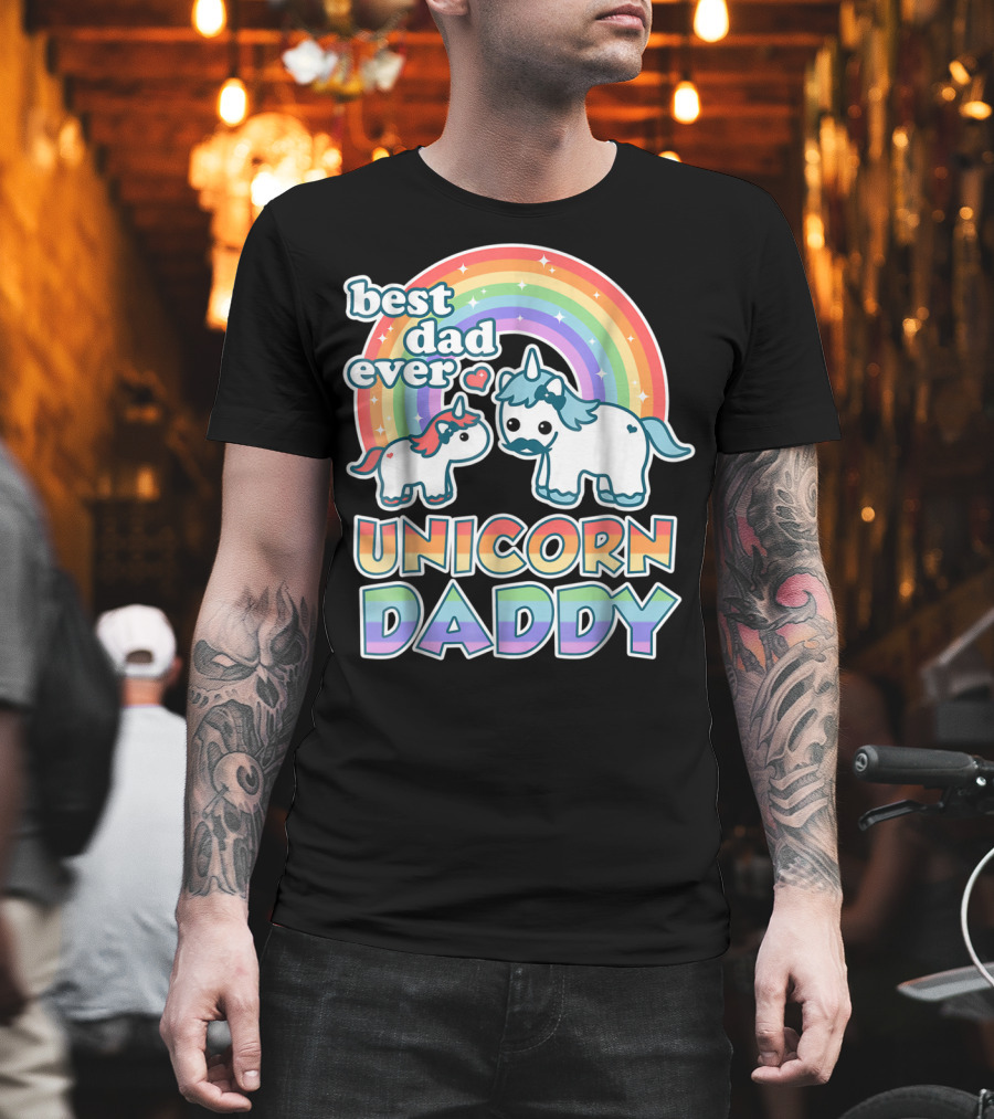 Best Dad Ever Unicorn Daddy Cute Funny Rainbow T-Shirt
