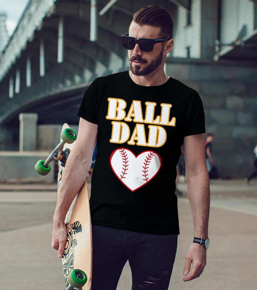 Ball Dad Heart Love Baseball Softball 14 T-Shirt