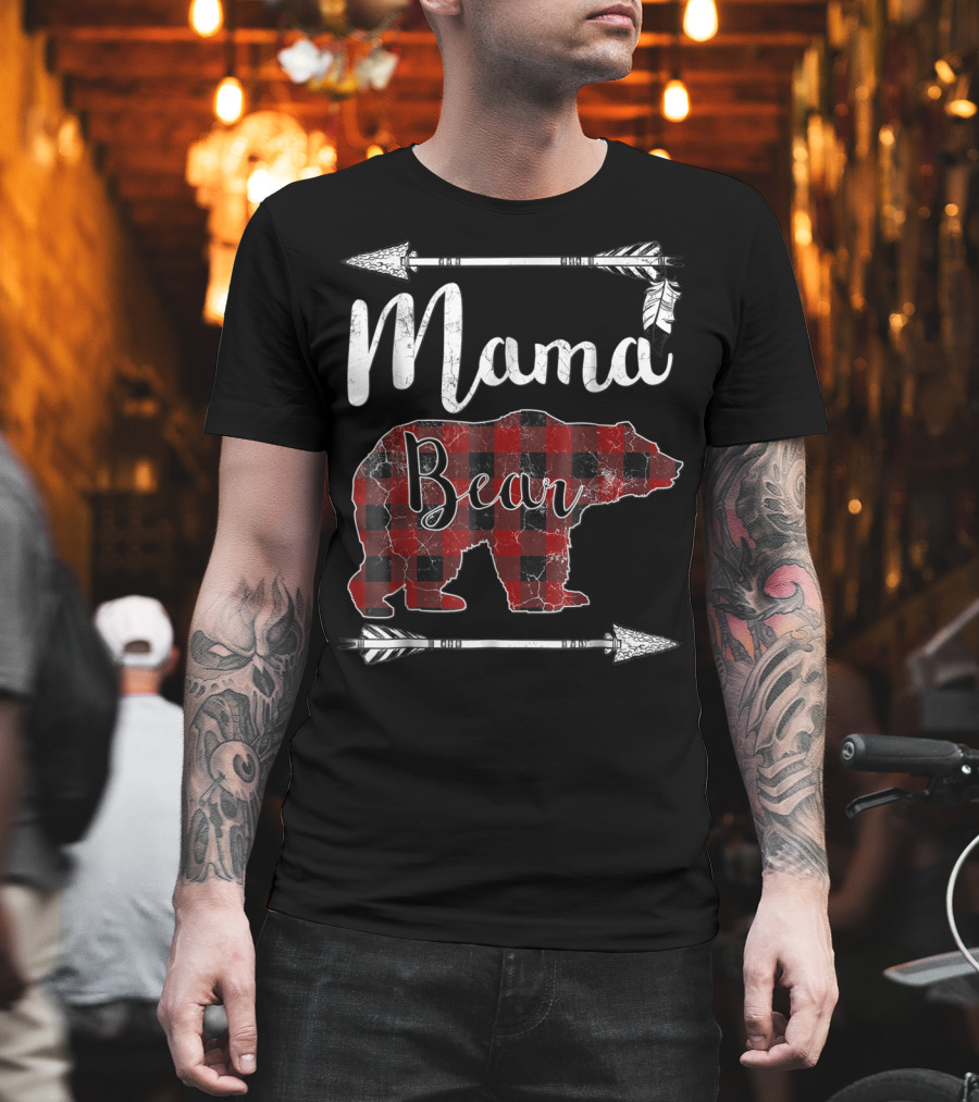 Mama Bear Buffalo Plaid Arrow T-Shirt