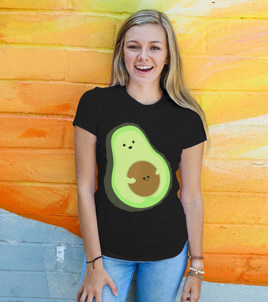 Cute LOL Avocado Pregnant Mom With Baby Seed T-Shirt