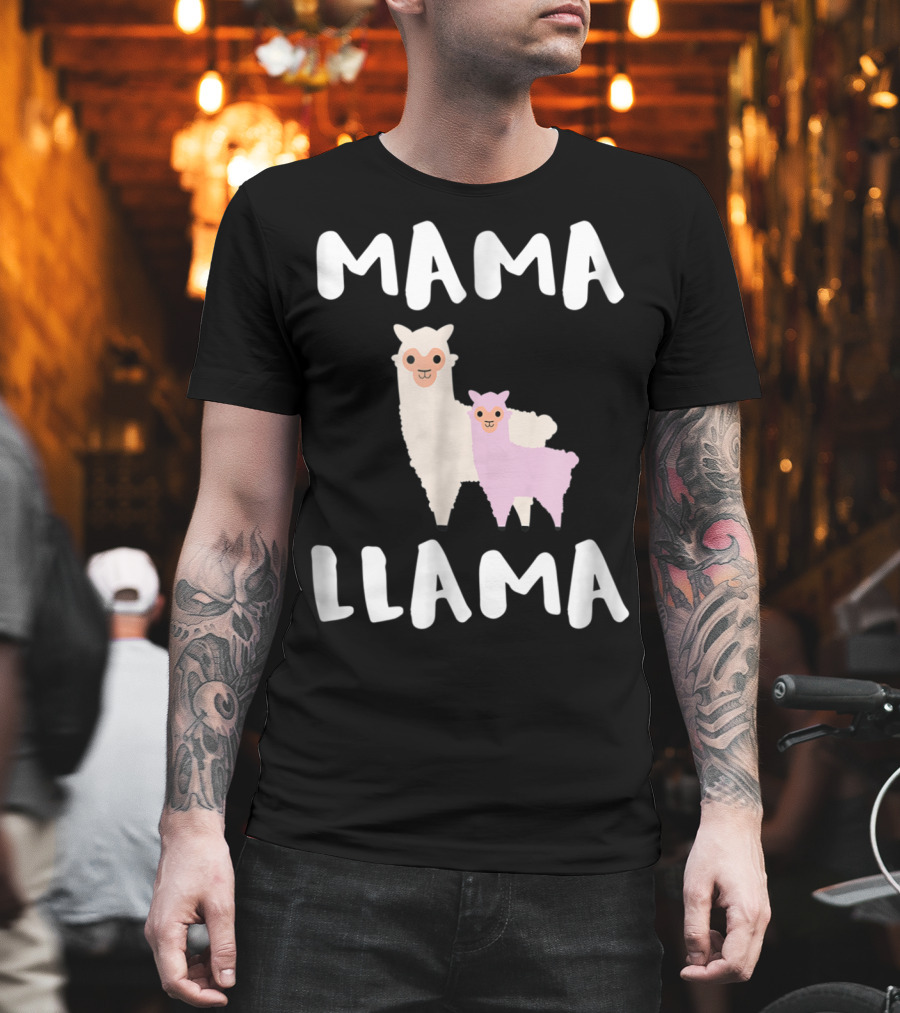 Mama Llama Cute Funny Llama Duo T-Shirt