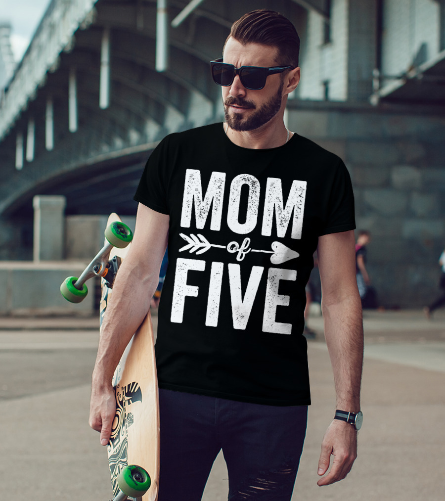 Mom Of Five Arrow Heart T-Shirt