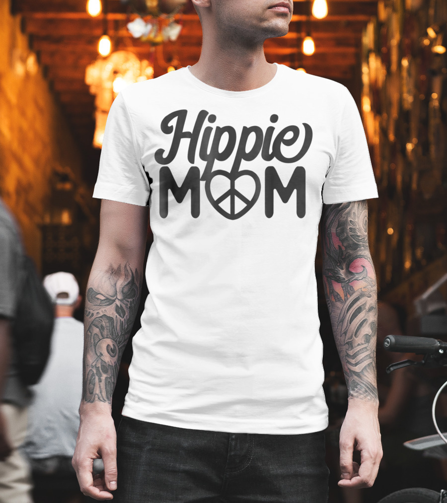 Hippie Mom Heart Peace Sign Mama T-Shirt