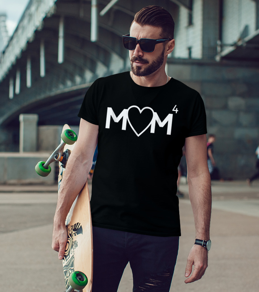 Mom Heart Symbol To The Power Of 4 Mother Of Four Children T-Shirt