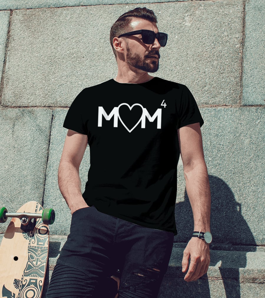 Mom Heart Symbol To The Power Of 4 Mother Of Four Children T-Shirt
