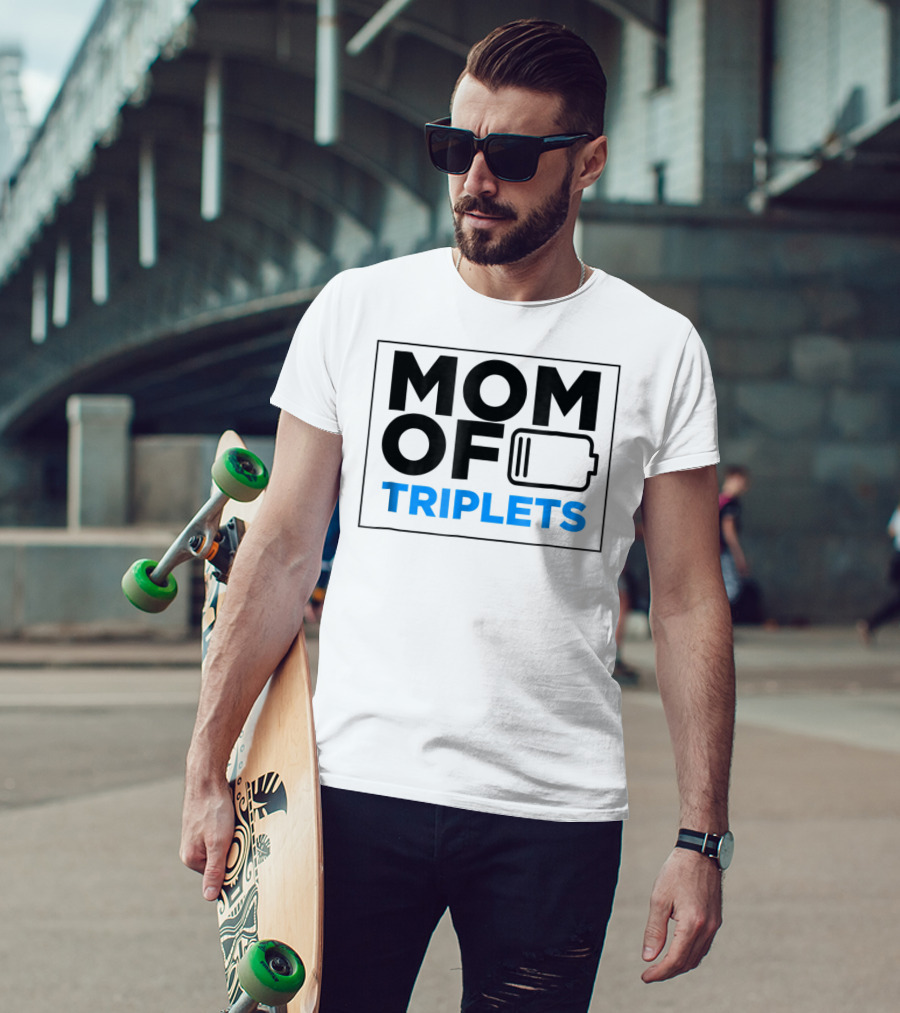 Mothers Day Mom Of Triplets Low Battery T-Shirt