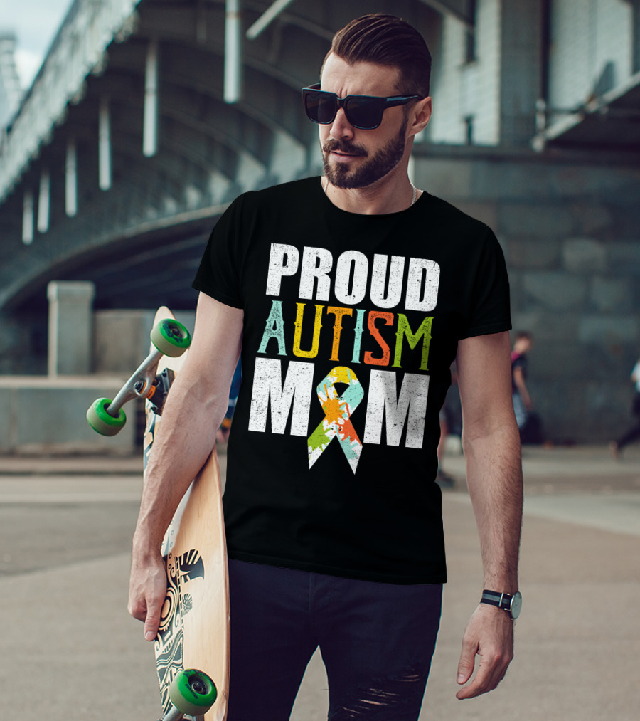 Proud Autism Mom Multicolor Awareness T-Shirt