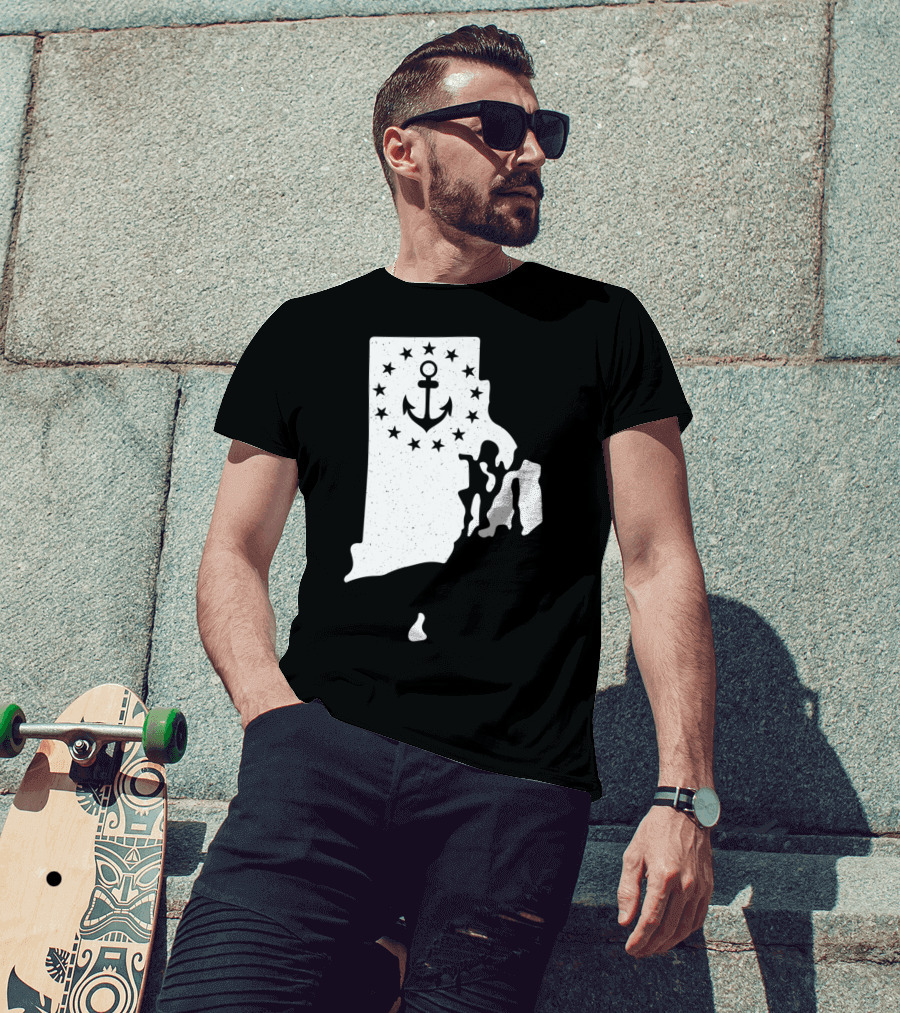 Rhode Island Anchor Independence With Stars T-Shirt