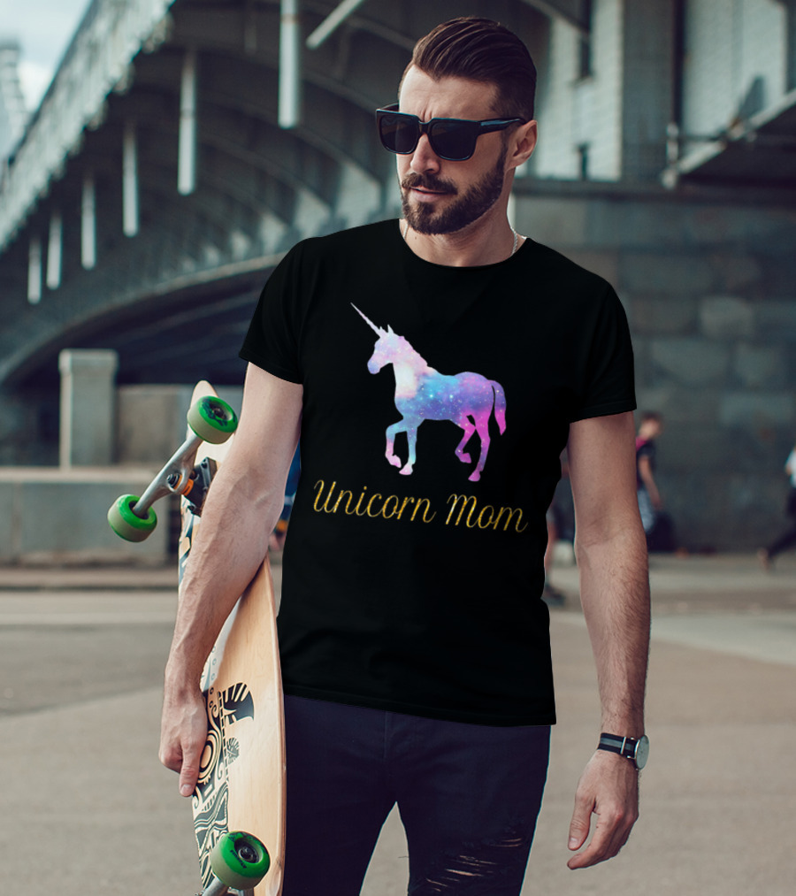 Unicorn Mom Sparkly Galaxy Birthday Party T-Shirt