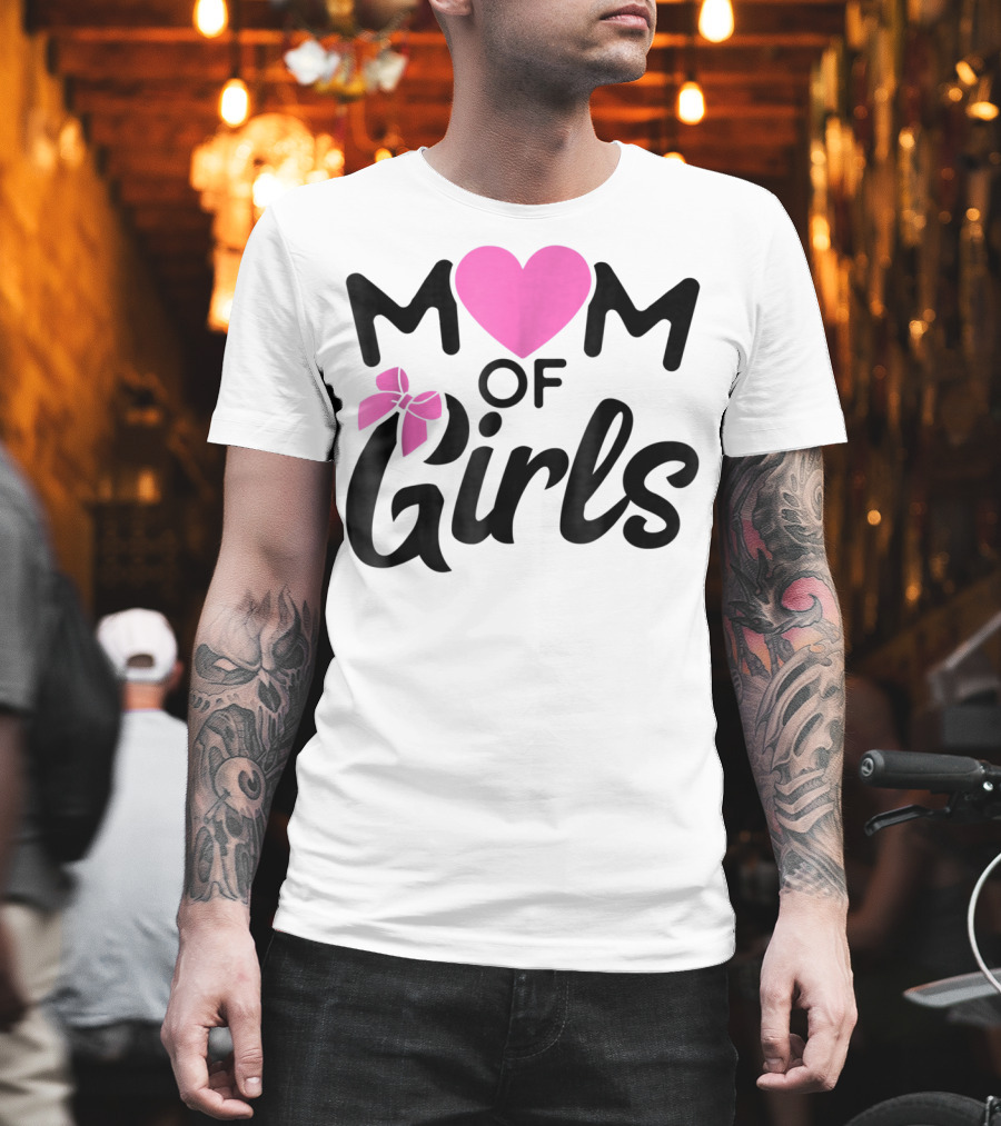 Mom Of Girls Heart And Bow T-Shirt