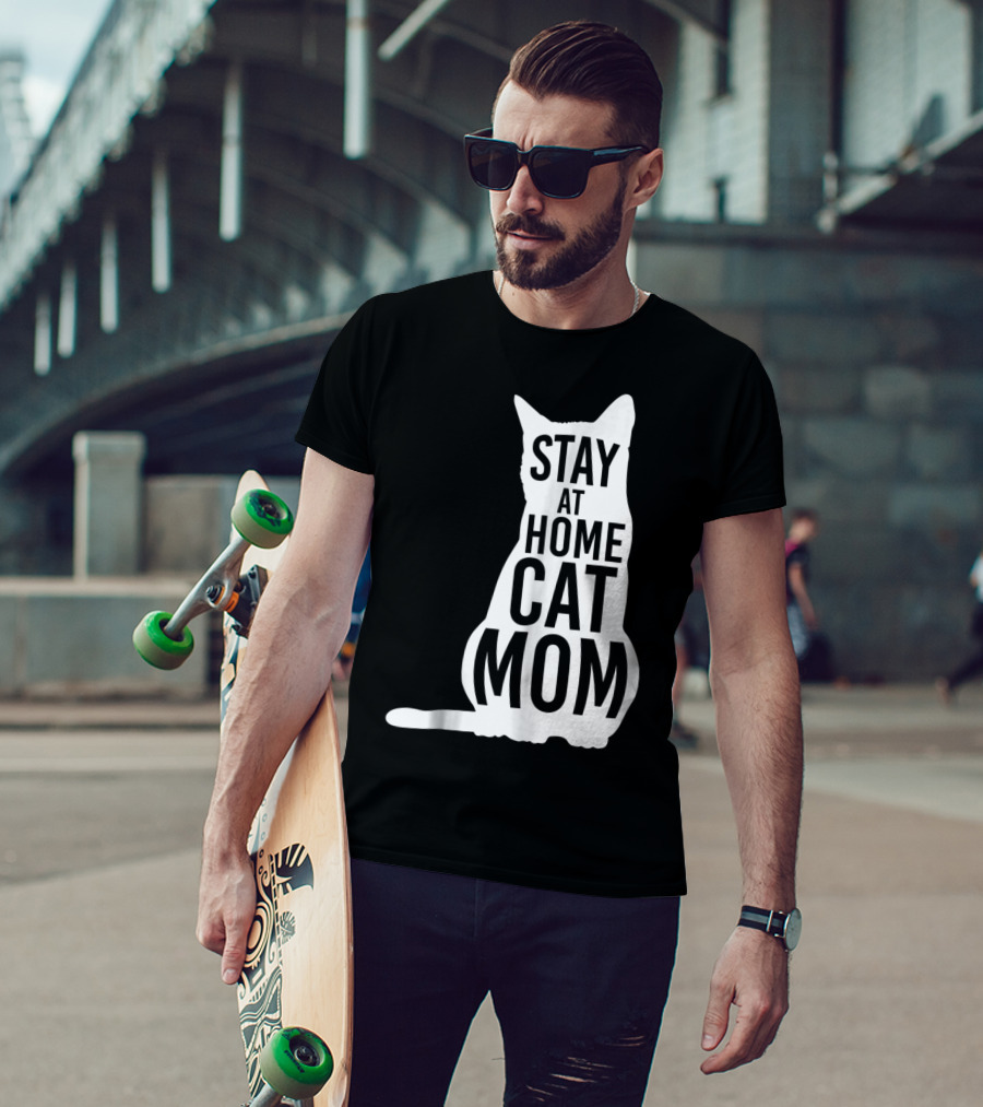 Stay At Home Cat Mom Silhouette For Cat Moms T-Shirt