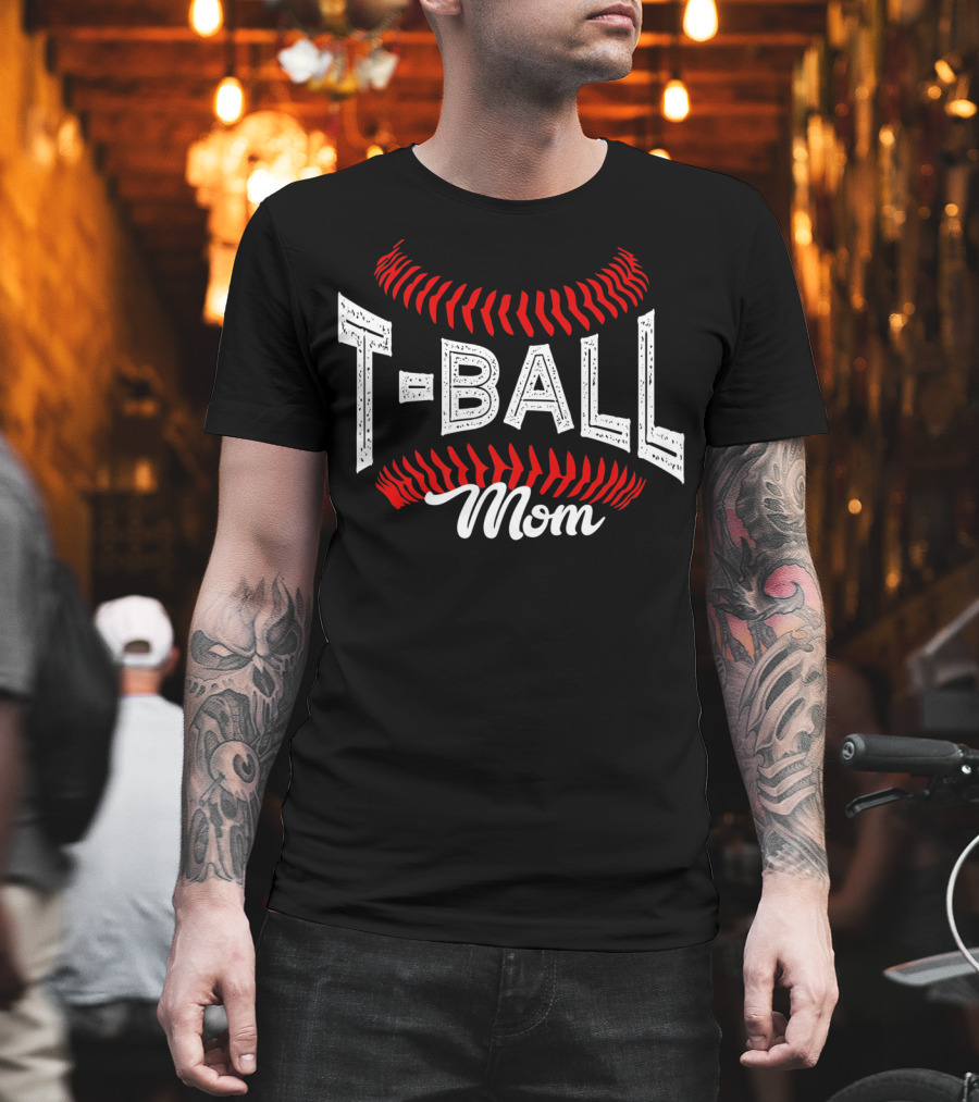 T-Ball Mom Baseball Stitching T-Shirt