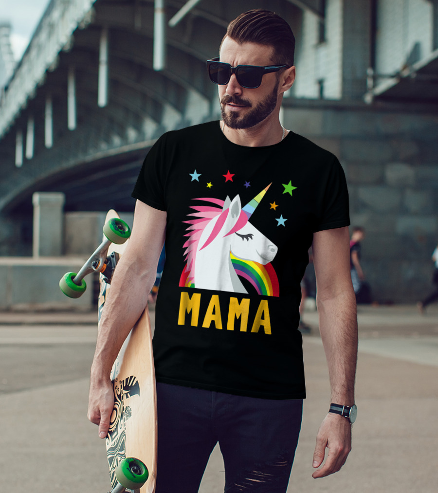 Mama Unicorn Rainbow Star Lovers T-Shirt