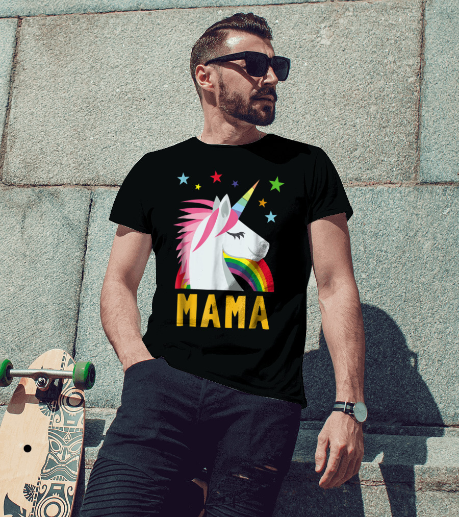 Mama Unicorn Rainbow Star Lovers T-Shirt