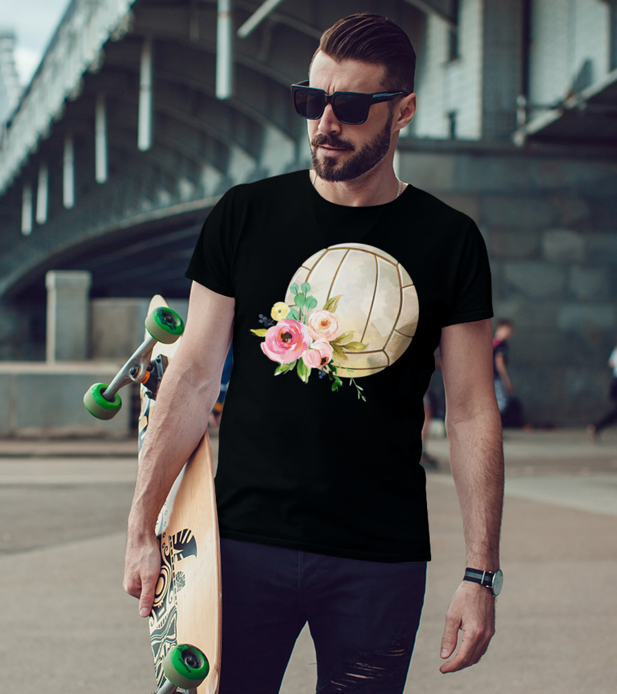 Watercolor Boho Floral Volleyball Patchwork T-Shirt