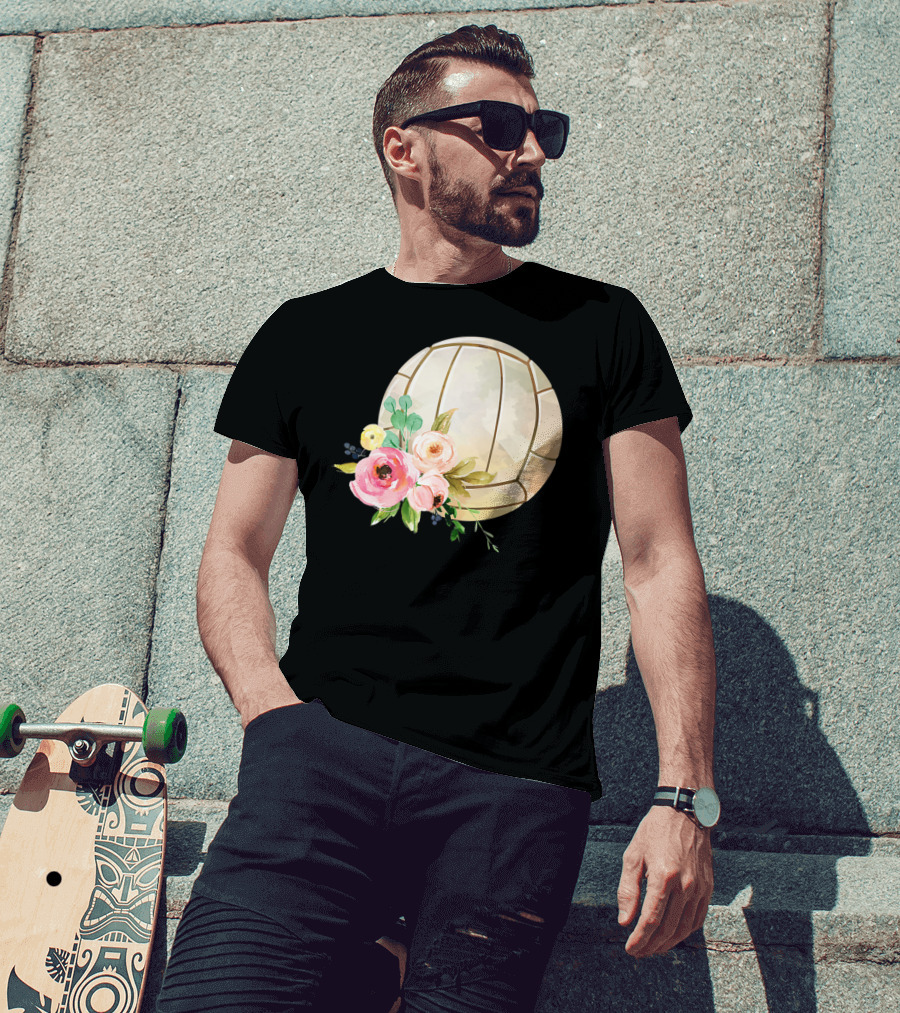 Watercolor Boho Floral Volleyball Patchwork T-Shirt