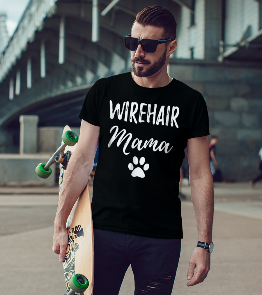 Wirehair Mama Funny Cat Mom Paw Print Idea99 T-Shirt