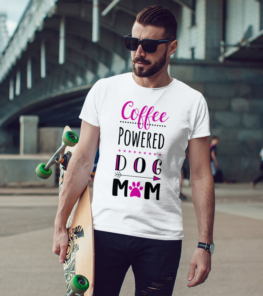 Coffee Powered Dog Mom Paw Print Arrow Stars T-Shirt
