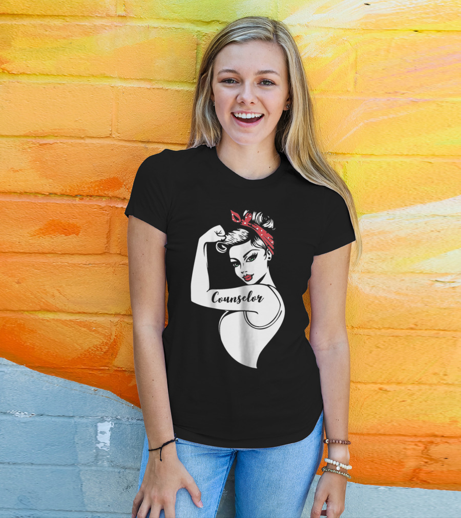 Counselor Strong Girl Mom Rosie The Riveter 42 T-Shirt