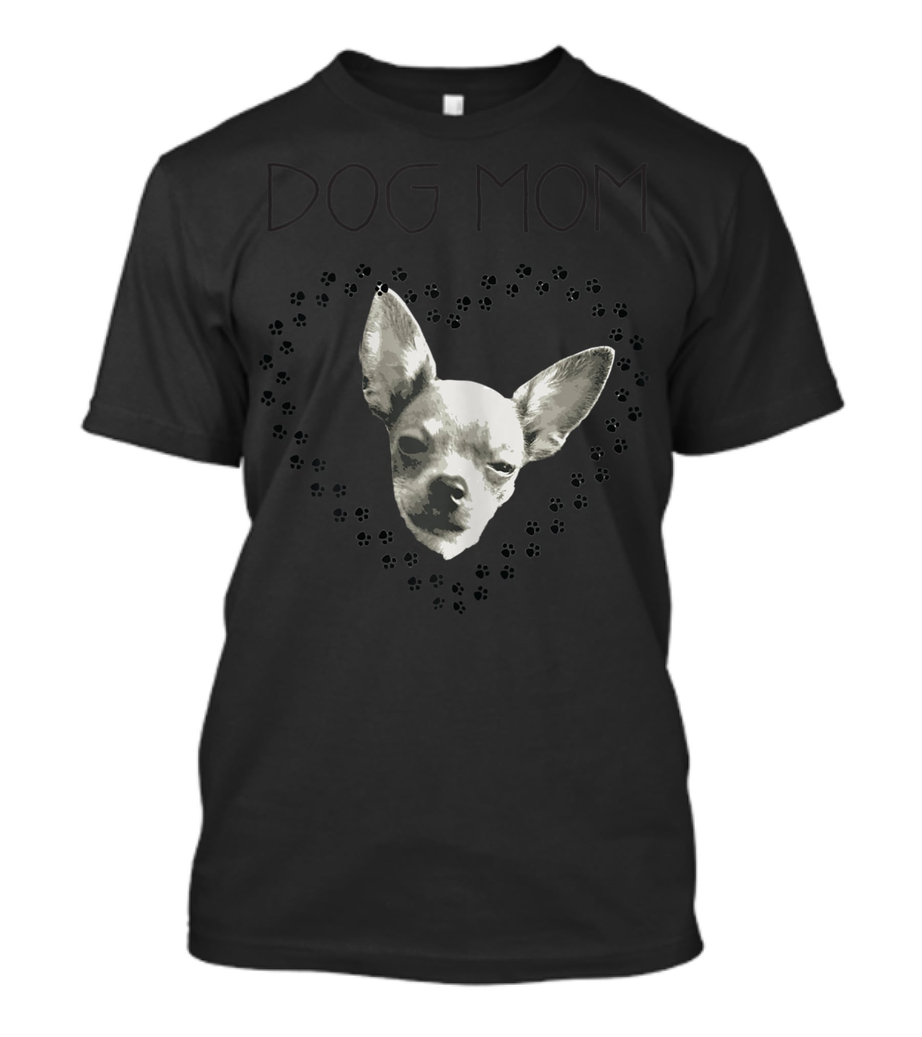 DOG MOM Chihuahua Paw Print Heart T-Shirt