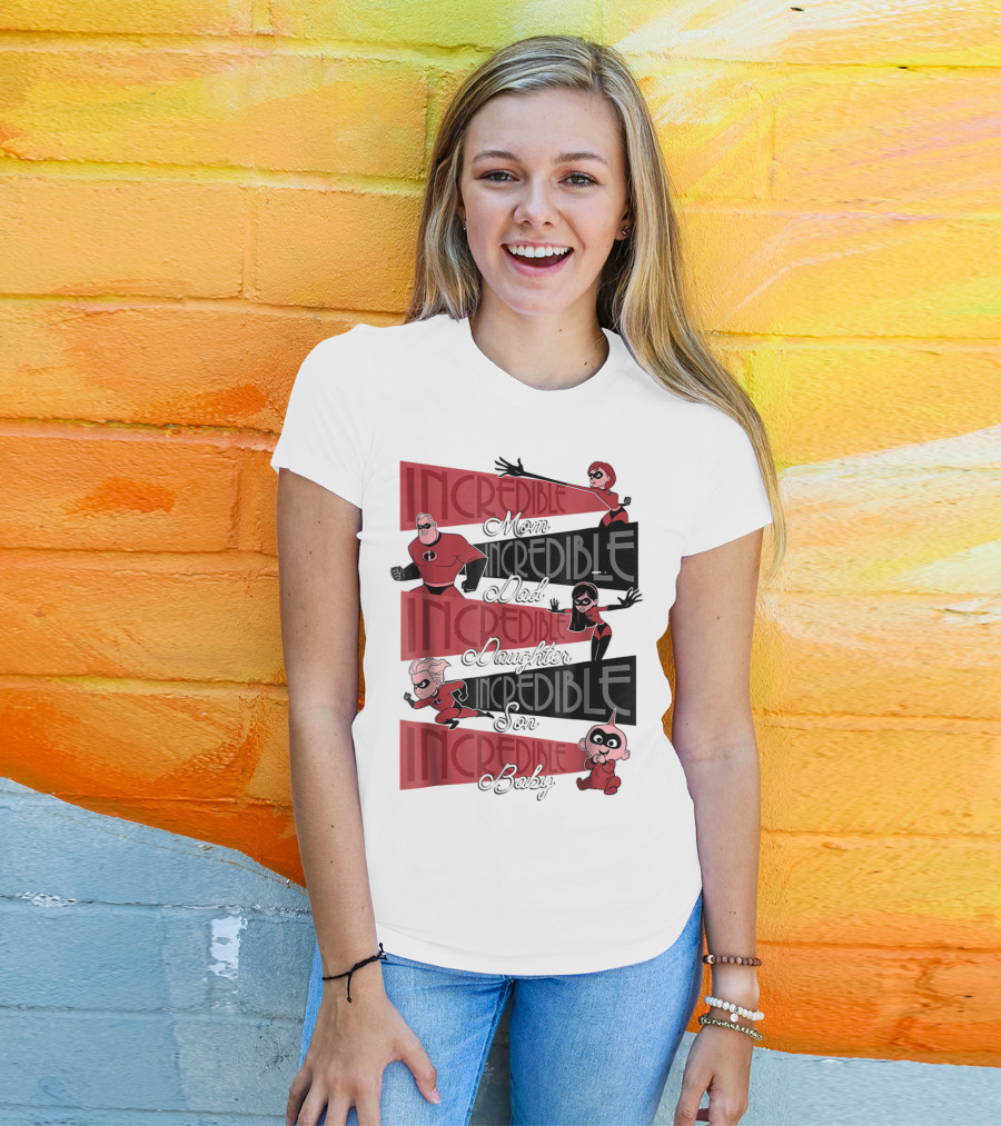 Incredible Mom Dad Daughter Son Baby Disney Pixar Incredibles 2 Elastigirl T-Shirt