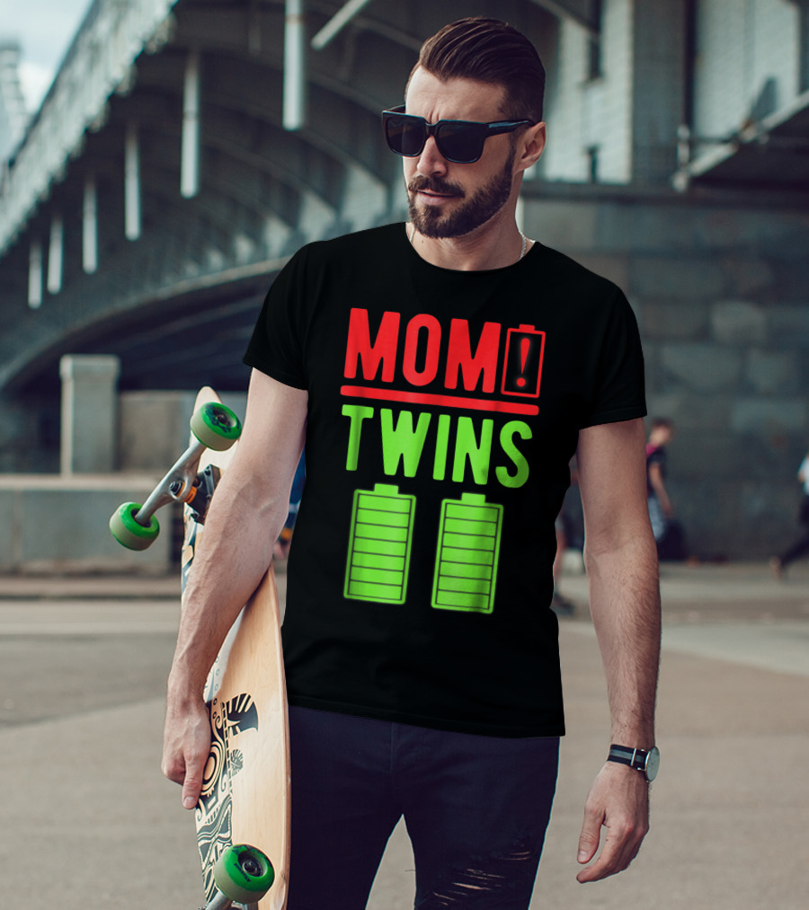Mom Twins Battery Life Depleted Funny Twins Mom T-Shirt