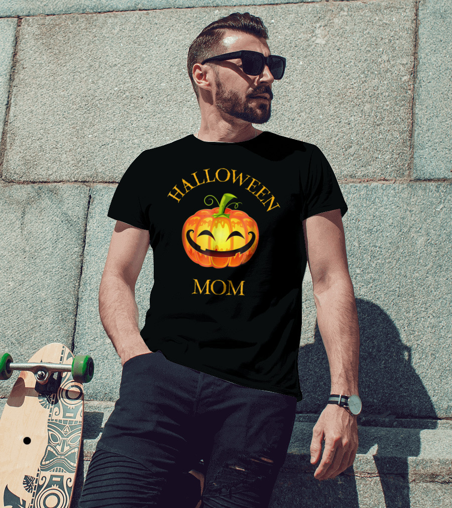 Halloween Mom Jack O Lantern Pumpkin Face T-Shirt