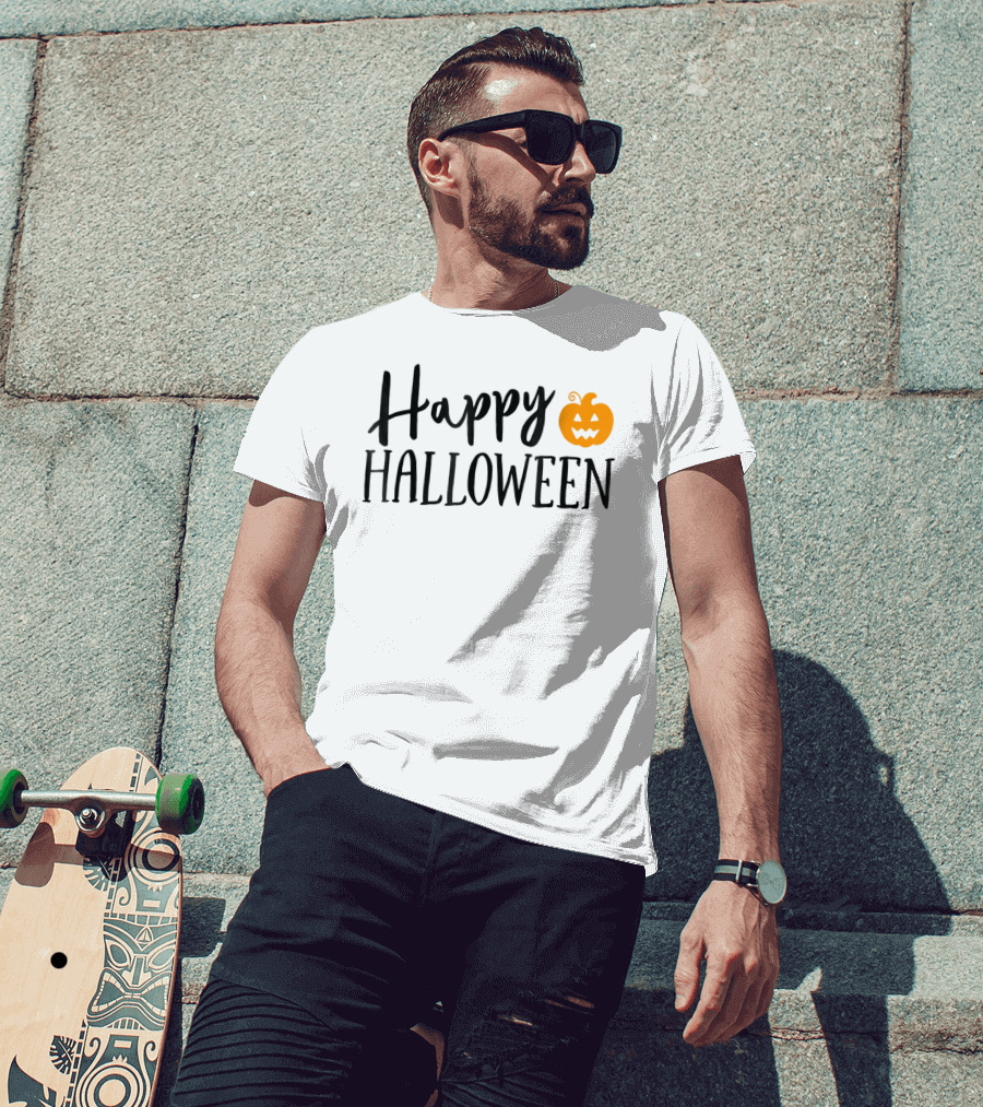 Happy Halloween Pumpkin Kids Teacher Mom Wife Dad T-Shirt