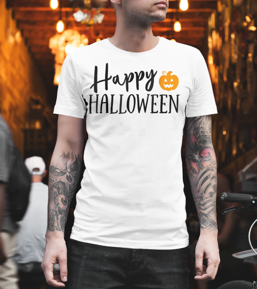 Happy Halloween Pumpkin Kids Teacher Mom Wife Dad T-Shirt