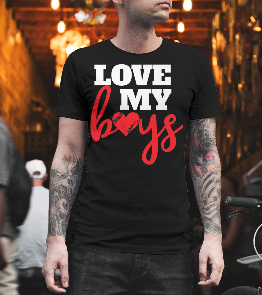 LOVE MY BOYS Baseball Heart T-Shirt