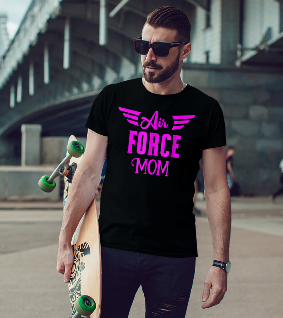 US Air Force Pink Proud Air Force Mom Wings T-Shirt