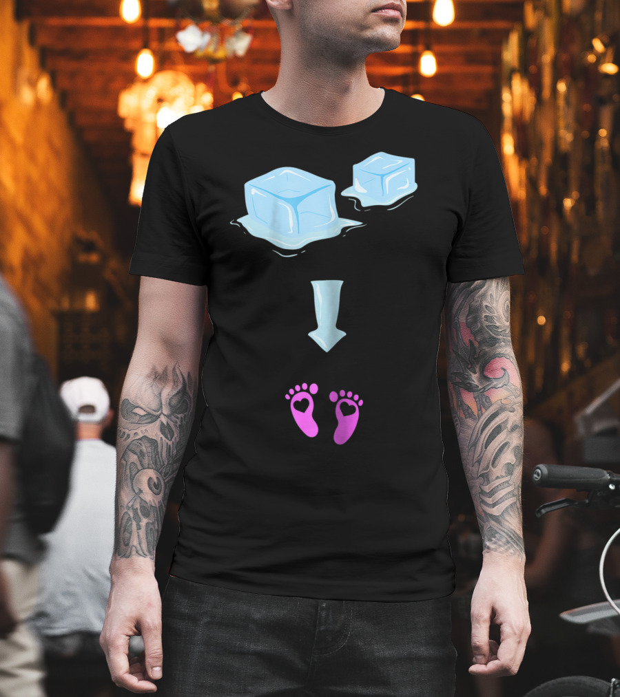 Ice Ice Girls Pregnancy Announcement Mom Of Girls Ice Cubes Baby Feet T-Shirt