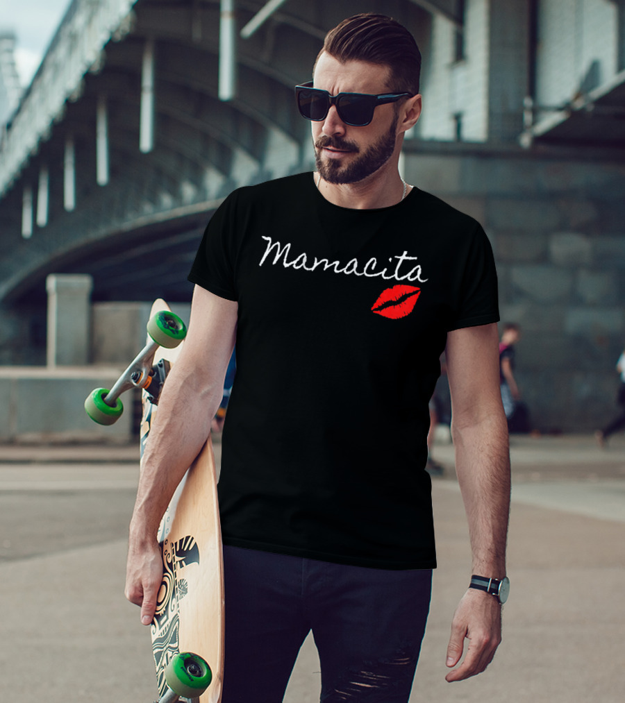 Mamacita Funny Cute USAMexican With Red Lips T-Shirt