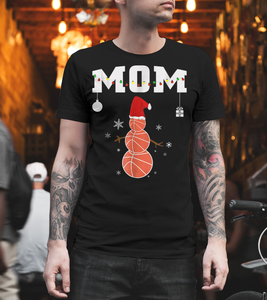 Basketball Mom Snowman Christmas Family Matching Holiday 90s T-Shirt