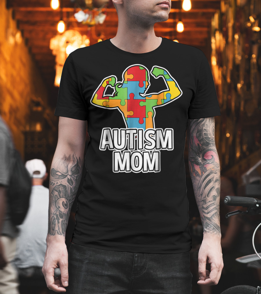 Autism Mom Puzzle Piece Awareness T-Shirt