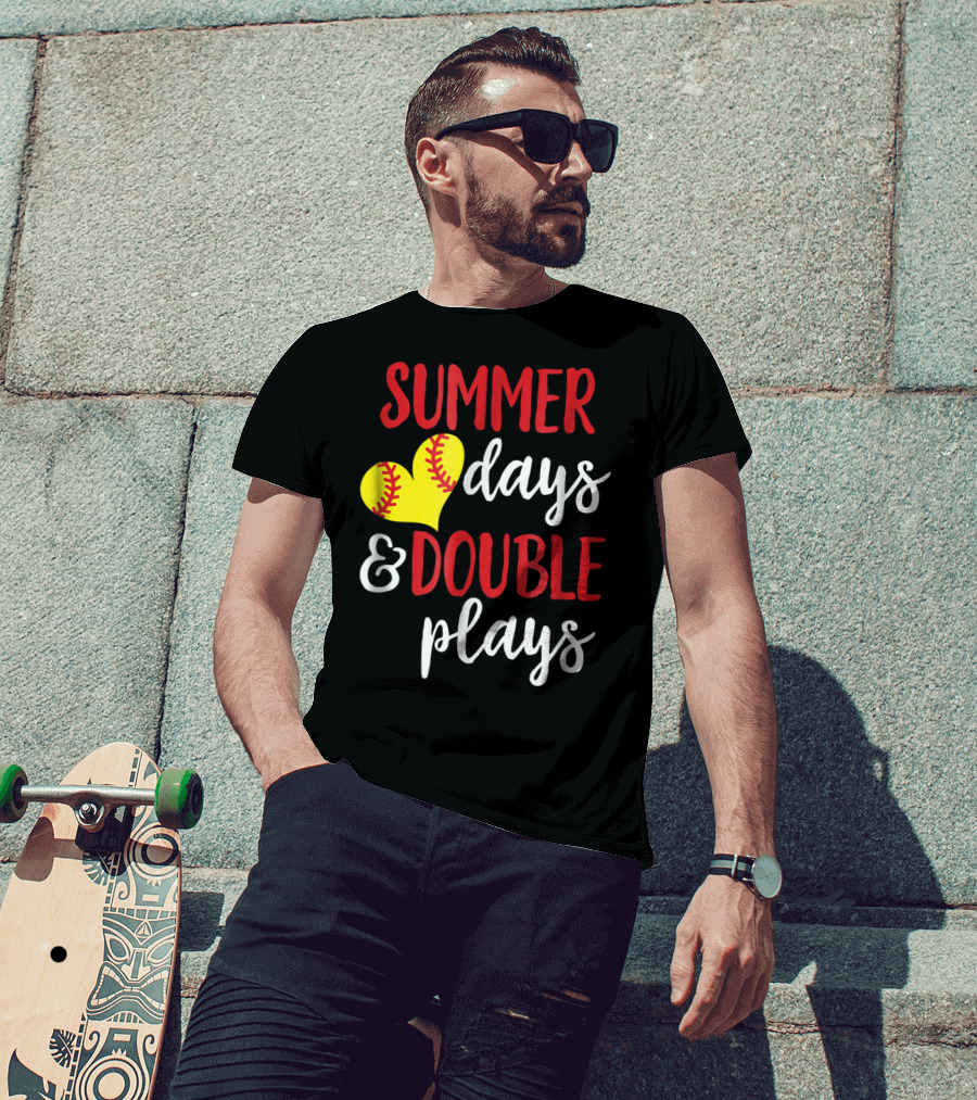Summer Days And Double Plays Softball Girls T-Shirt