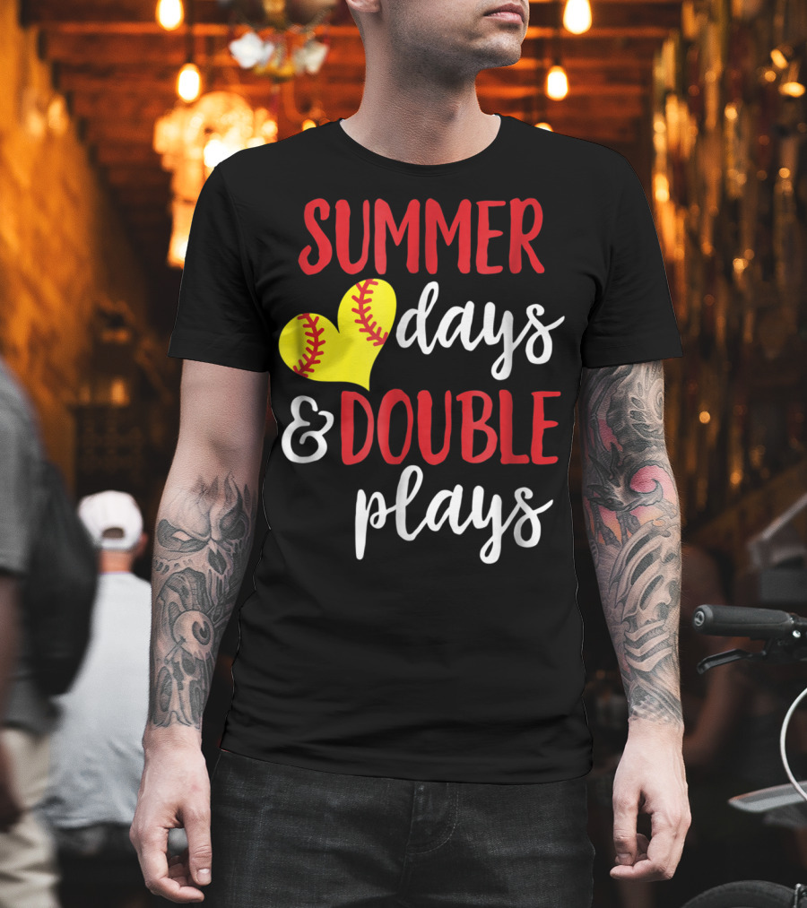 Summer Days And Double Plays Softball Girls T-Shirt
