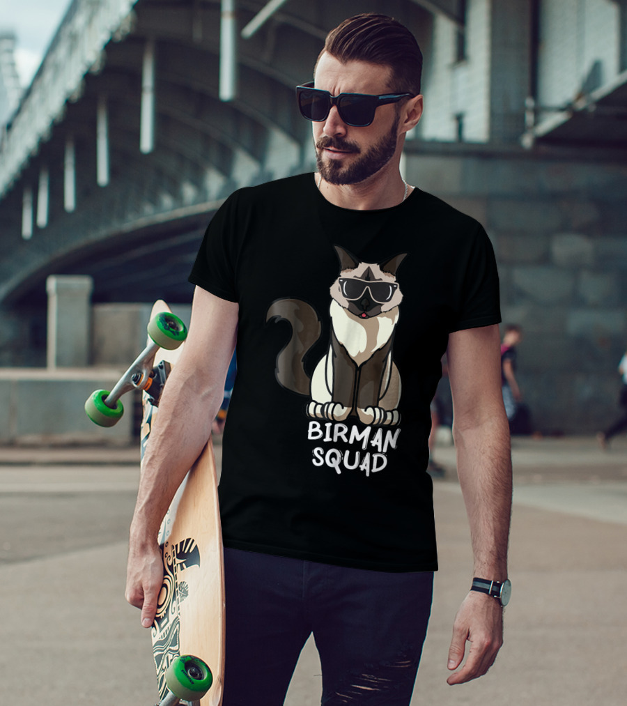 Birman Squad Cat Mom Lover Squad Cool Birman Cat With Sunglasses T-Shirt