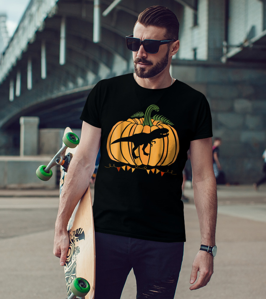 Dinosaur Inside Pumpkin Halloween Dad Mom63 T-Shirt