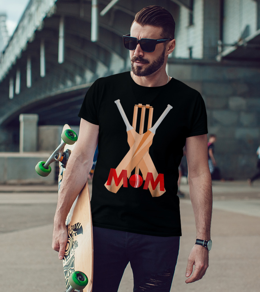 Cricket Mom Stumps Bats Red Ball T-Shirt