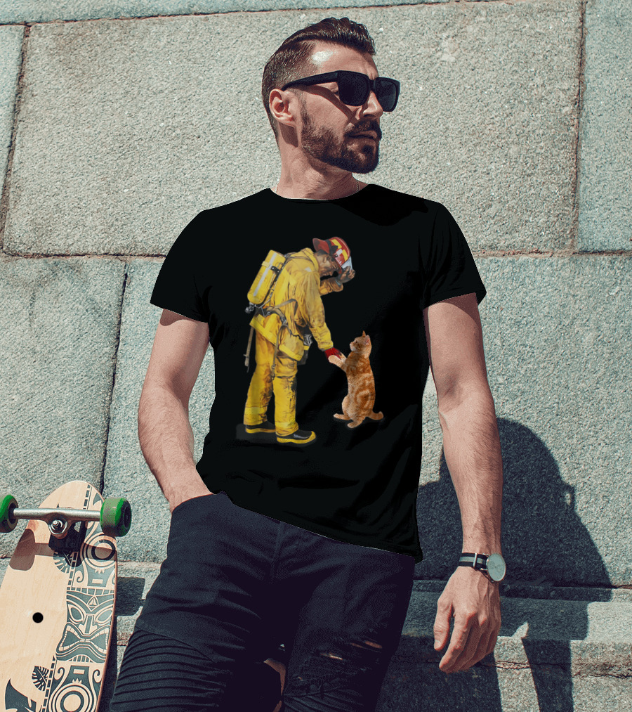 Cats Shaking Hands With Firefighter Mom T-Shirt