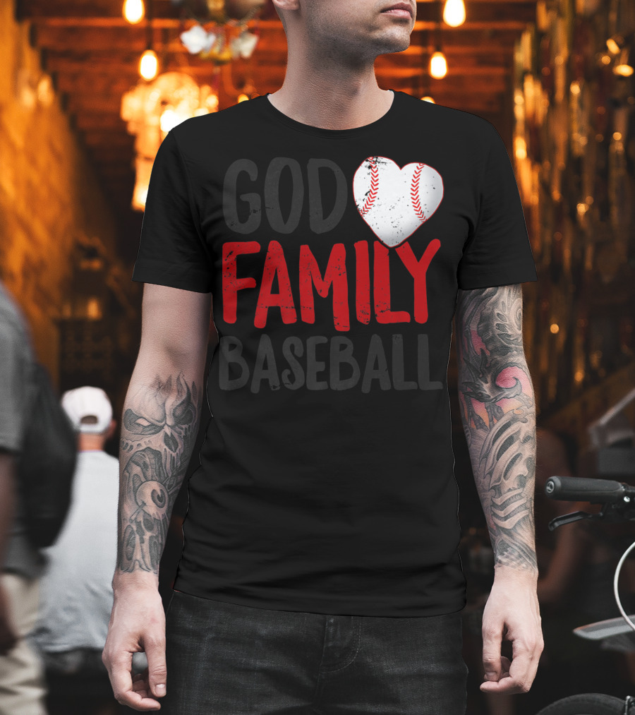 God Family Baseball Mom Mother Dad Father Coach27 Heart Baseball T-Shirt