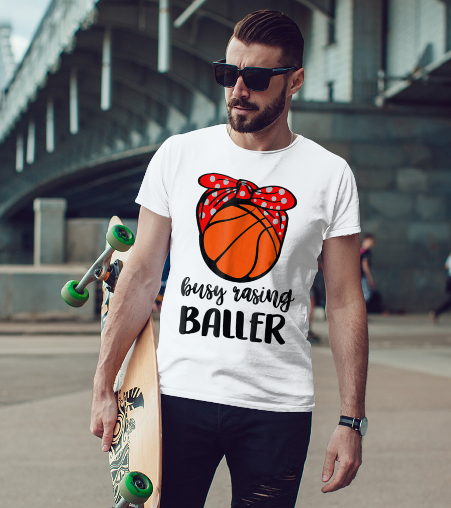 Busy Raising Baller Basketball Bandana Bow T-Shirt